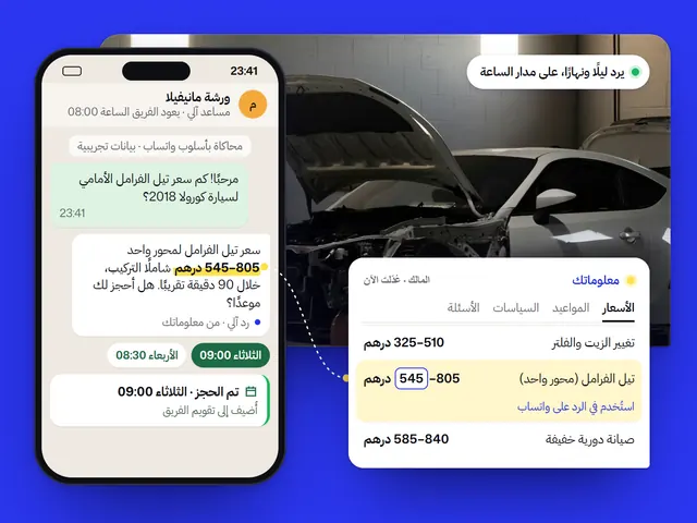 شات بوت واتساب بالذكاء الاصطناعي: مثال بنشاط خيالي وبيانات تجريبية