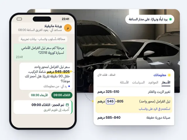 شات بوت واتساب بالذكاء الاصطناعي: مثال بنشاط خيالي وبيانات تجريبية