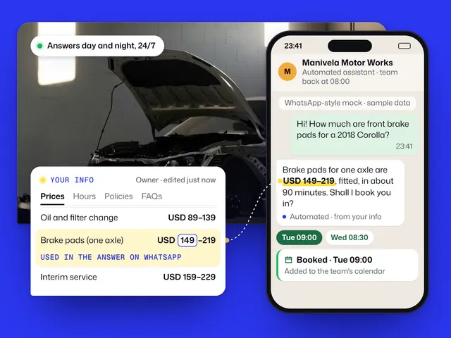 AI Agent for WhatsApp: example with a fictional business and sample data